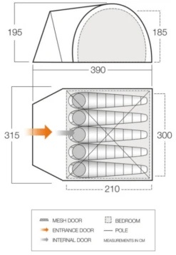 Vango Carron 500 Tent -Camping Gear Store carron 500 dimensions image