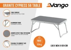 Vango Cypress 56 Camping Table -Camping Gear Store granite cypress 56 infographic medium