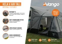 Vango Kela V Tall AirAway Drive Away Awning -Camping Gear Store kela v air tall2
