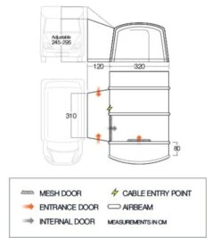 Vango Galli III Tall Air Drive Away Awning -Camping Gear Store vango 2020 awnings floorplan galli tall 1
